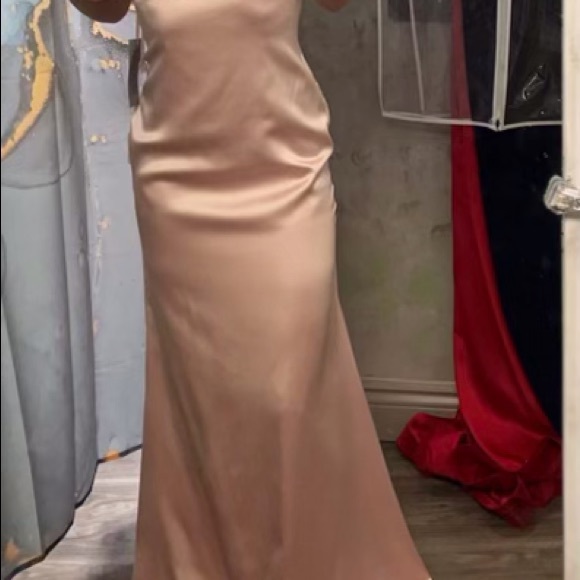 I have a beautiful size 8 brand new light pink satin prom dress. It is stunning! - Picture 7 of 8